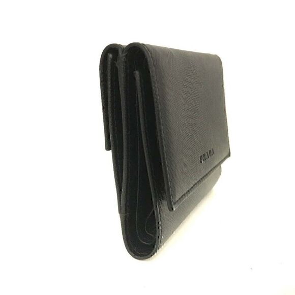 ⭐ PRADA Saffiano Black Leather Trifold Wallet/4X0437 - Picture 8 of 8